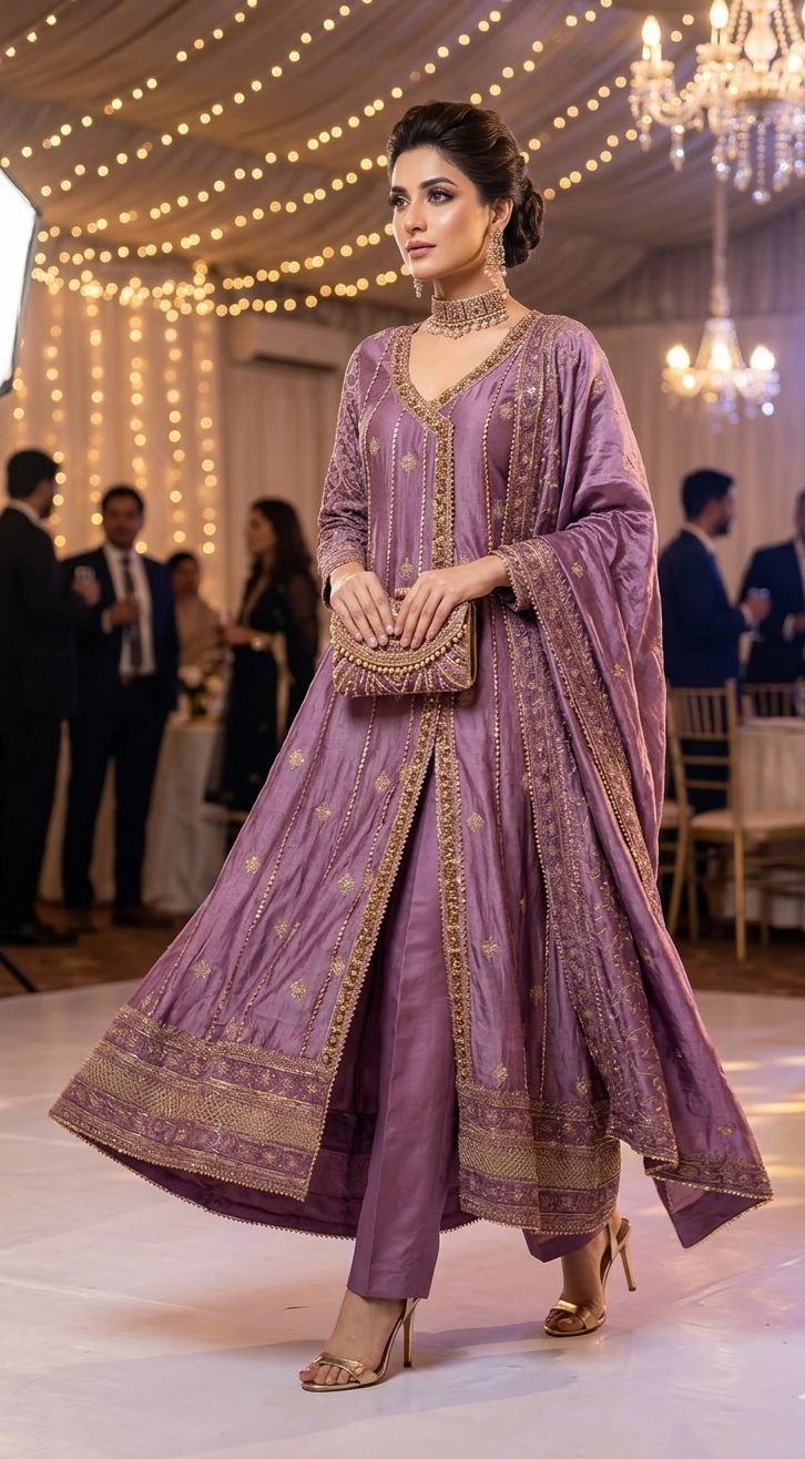 Luxury Embroidered Silk Angrakha 3-Piece Suit