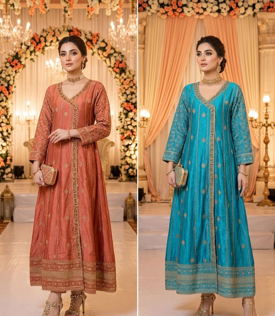 Luxury Embroidered Silk Angrakha 3-Piece Suit - Image 7