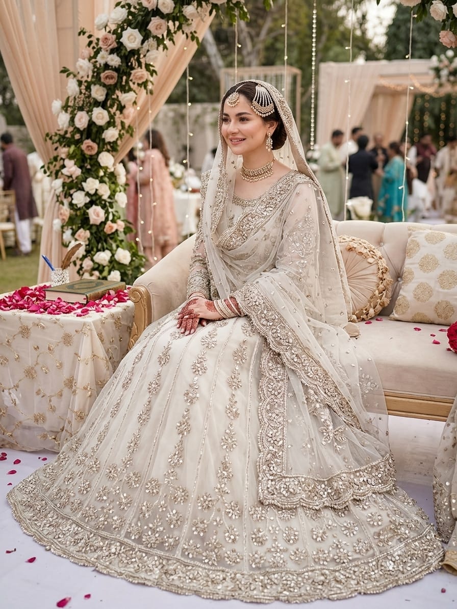 Ivory Luxury Embroidered Maxi with Heavy Dupatta
